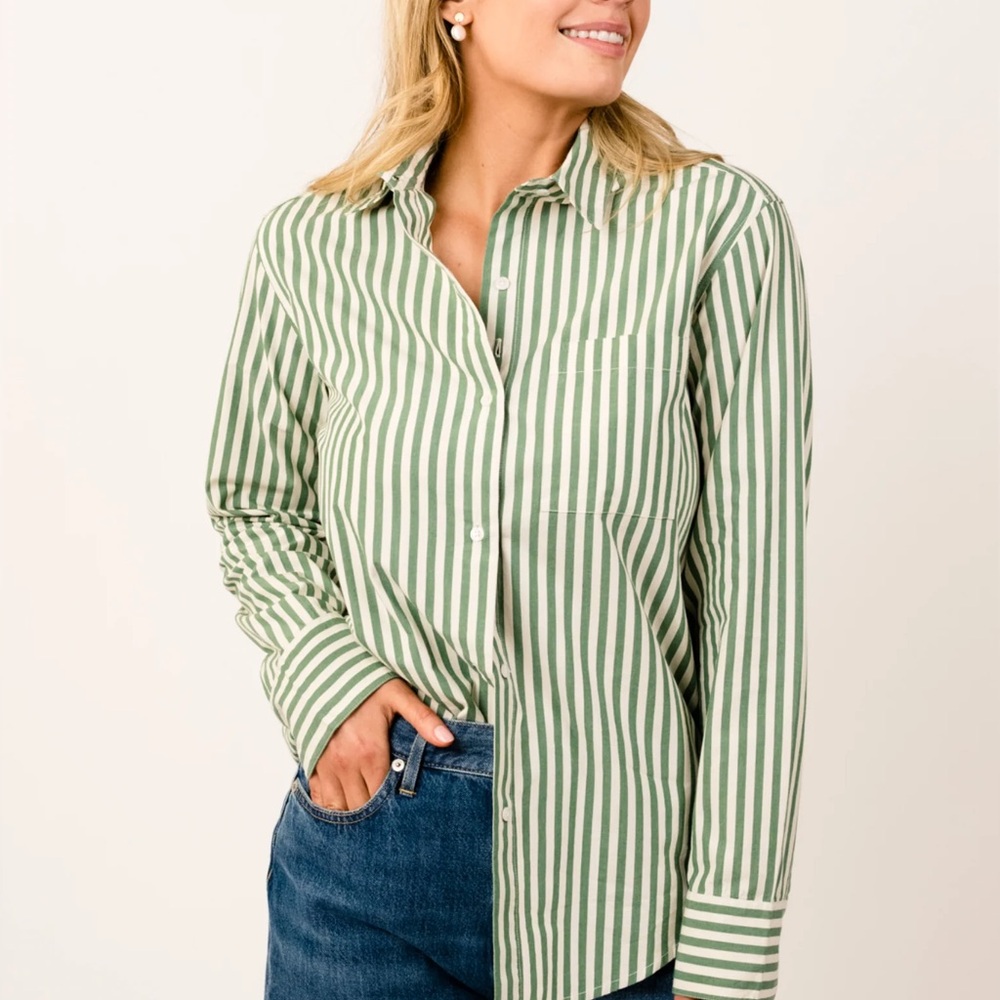 Green stripe button down